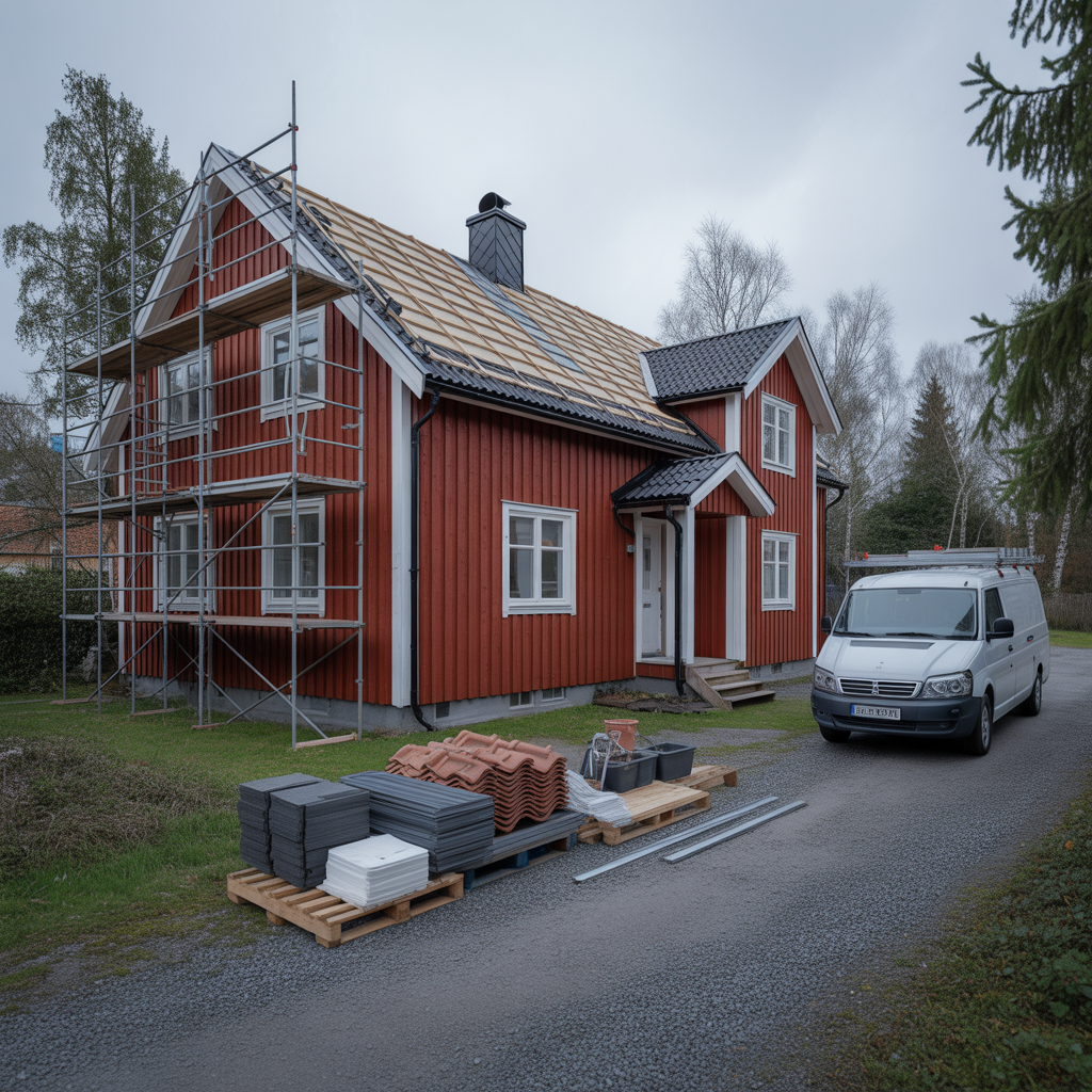 kostnad for takomlaggning material arbete och rot avdrag